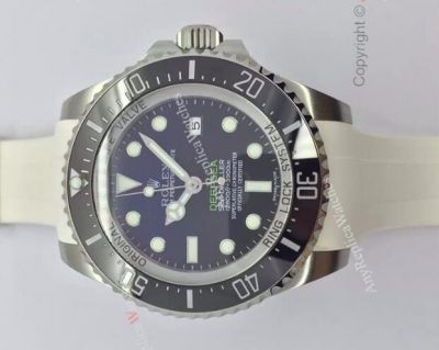 NEW Upgraded Deepsea SS D-Blue Face / Rolex Rubber Strap Watch